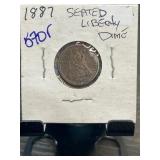1887 Seated Liberty Dime in Holder