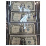 Four One Dollar Silver Certificates, 1935 Series
