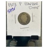 1903 P Barber Dime in Holder