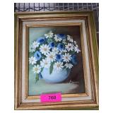 Framed Floral Painting on Fredrix Canvas Panel