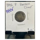 1892 P Barber Dime in Protective Holder