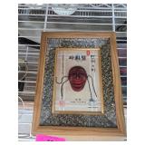 Framed Korean Hahoe Mask Display With Wooden Frame