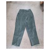 Ralph Lauren Green Corduroy Pants with Frayed Hem