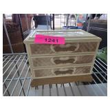Ivory-Colored Three-Drawer Plastic Jewelry Box wit