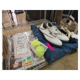 Lot with Baseball Cards, Shoes, and Tennis Balls