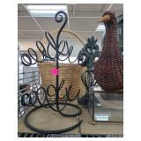 Decorative Iron Stand, Wicker Duck Basket, and Iro