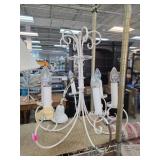 White Metal 5-Light Chandelier with Curved Arms