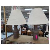 Rustic Metal Watering Can Table Lamps with Woven S