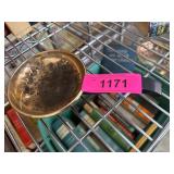 Brass and Black Metal Strainer with Handle