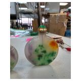 Jade Snuff Bottle with Green and Multicolor Inclus