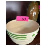 Stoneware Mixing Bowl with Green Stripes and Stars