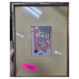 Framed Japanese Print of Geisha with Bamboo-Style