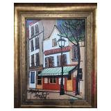 Framed Cityscape Painting Signed