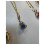 Gold-Tone Pendant Necklace with Blue Jade