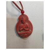 Red Buddha Pendant with Cord Necklace