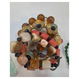 Multi-Strand Beaded Necklace with Amber and Ornate