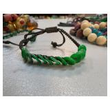 Adjustable Bracelet Featuring Green Jade Beads