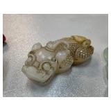 Carved Dragon Figurine in White and Yellow Tones