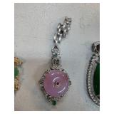 Pink Jade Pendant With Diamond Accents and Gemston