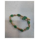 Gold-Tone Bracelet Featuring Jade Inset Accents