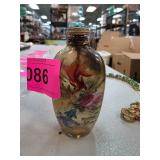 Hand-Painted Glass Snuff Bottle with Aquatic Scene