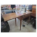 White Sewing Machine Model in Wooden Cabinet with