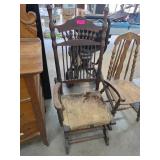 Wooden Rocking Chair with Woven Seat and Spindle B