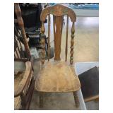 Wooden Spindle-Back Chair with Painted Floral Acce