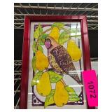 Framed Colorful Bird and Pears Artwork by L. McCul