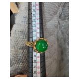 Gold-Tone Ring with Green Jade Stone