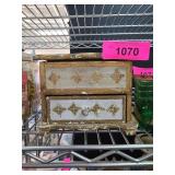 Decorative Wooden Jewelry Box with Mirror and Gold
