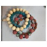 Multicolored Beaded Necklace with Carved and Metal