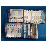 VHS Tapes in Plastic Storage Bin