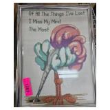 Framed Cross-Stitch Artwork With Humorous Text and