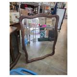 Beveled Wooden Framed Mirror with Scalloped Edges