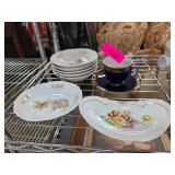 Porcelain Dishware with Floral Decorations and Gol