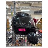 Black Full-Face Motorcycle Helmet with Miniature R