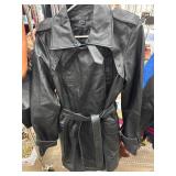 Bagatelle Black Faux Leather Trench Coat, Size L