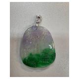 Jade Pendant with Hand-Carved Landscape Design