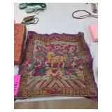 Embroidered Silk Textile Panel with Dragon Motif a