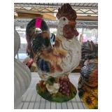 Colorful Ceramic Rooster Figurine with Chicks and