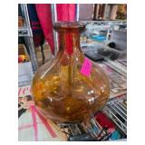 Amber-Colored Blown Glass Vase with Bulbous Shape