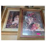 Four Framed Angel and Floral Prints in Ornate Fram