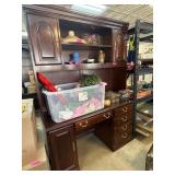 Wooden Desk and Hutch Unit With Brass Hardware, Ap