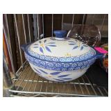 Decorative Pink Etched Glass Vase with Chips in Ri