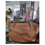 Tory Burch Tan Leather Tote Bag with Adjustable St