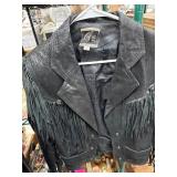 Global Identity G-III Black Leather Fringe Jacket,