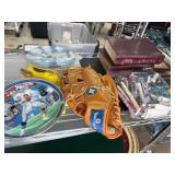 Lot with Signed Sports Plates, Baseball Glove, and