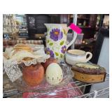 Ceramic Items Featuring Handpainted Floral Pitcher