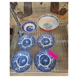 Churchill Blue and White Pottery Set with Plates a